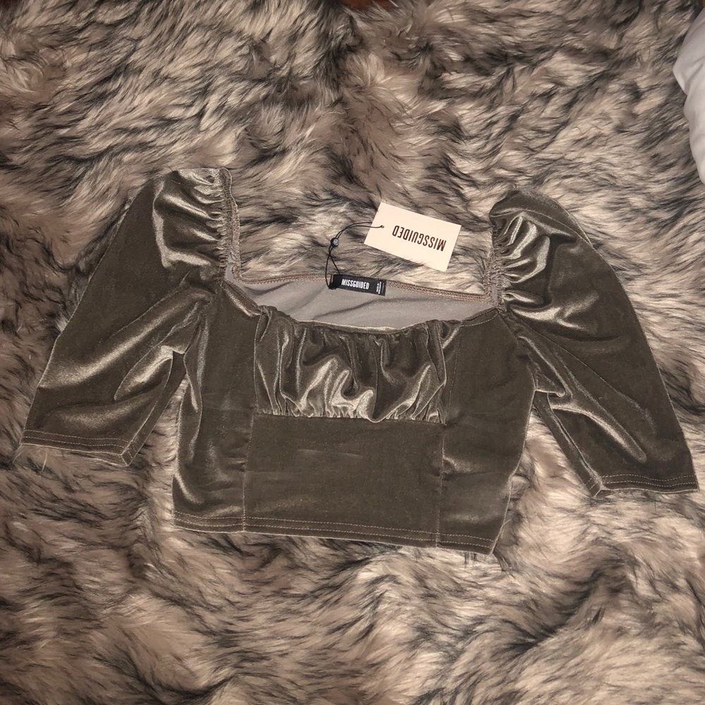 Misssguided Velvet Crop Top